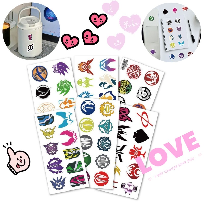 Laptop Accessories Aesthetic - 60 Sheets Kamen Rider Logo Stickers