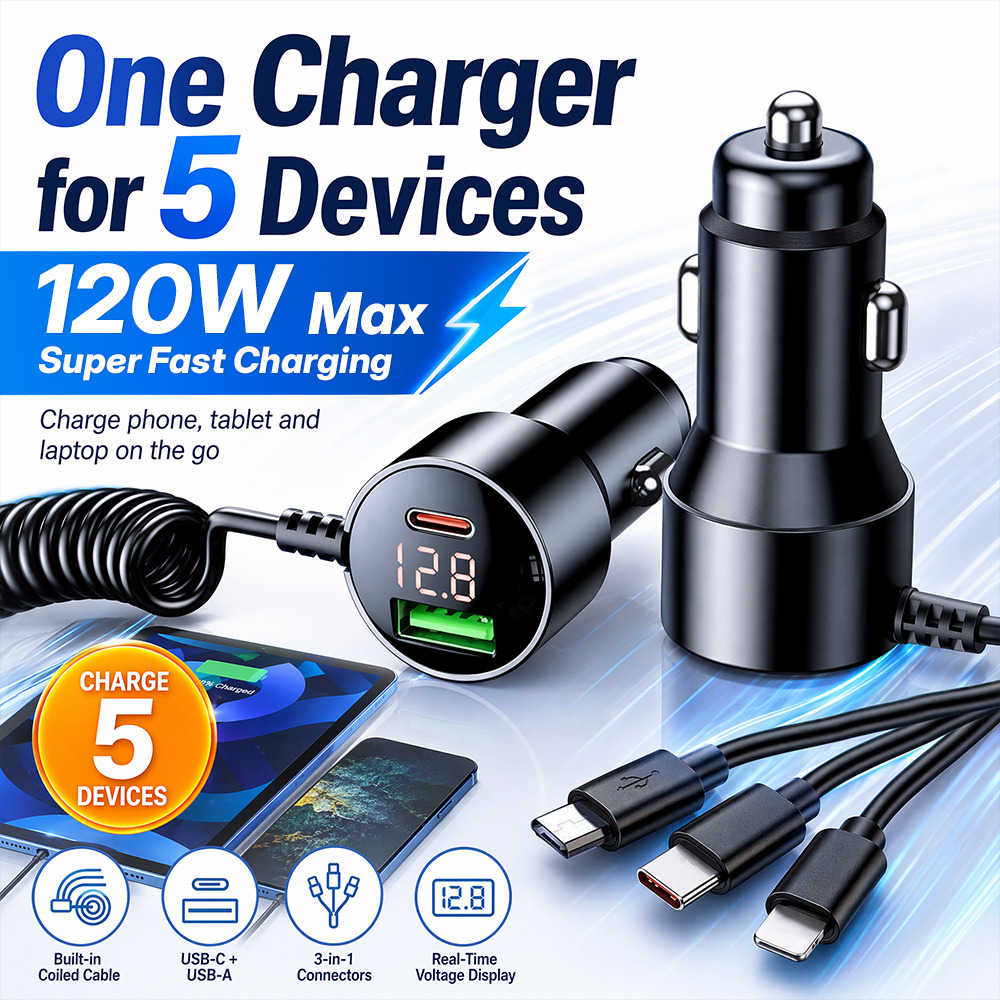 120W Multi Port Car Charger Bu - Laptop Accessories Essential review and price